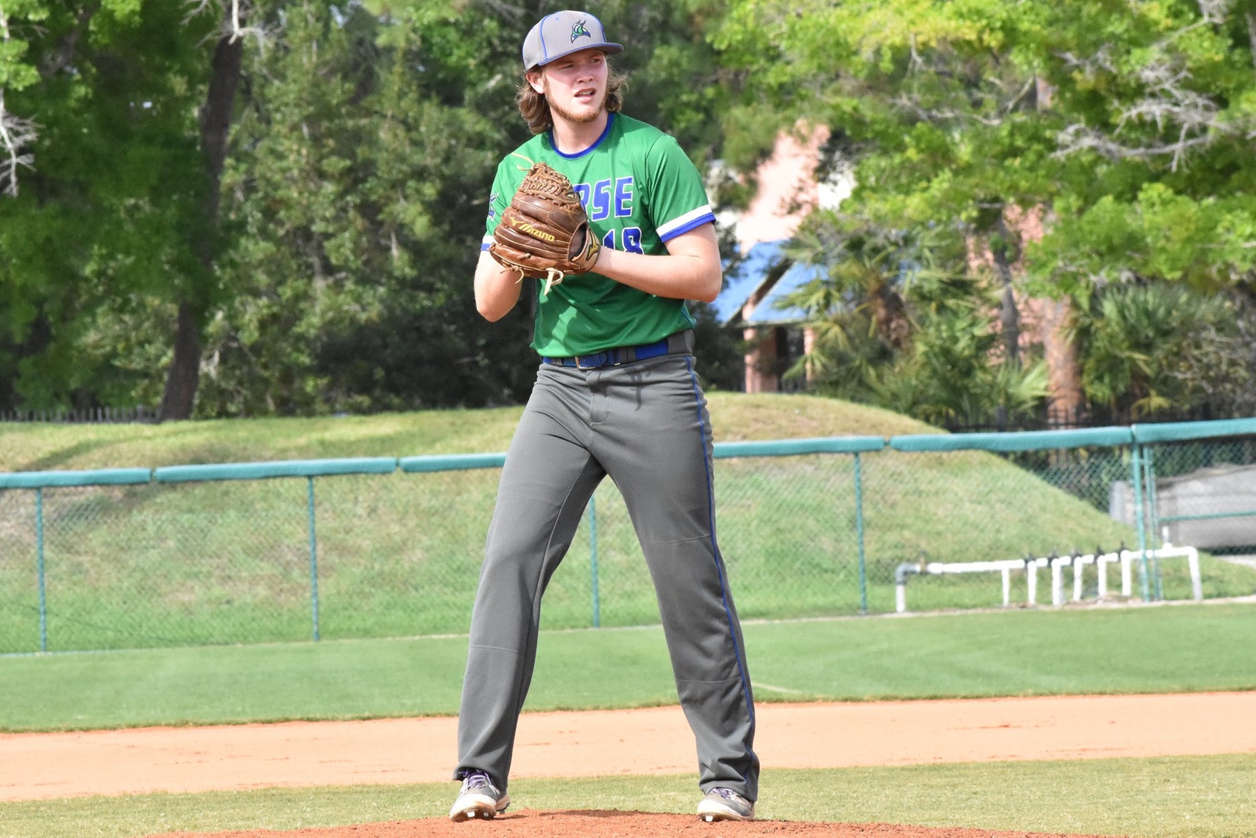 Mason Korhonen winding up for a pitch