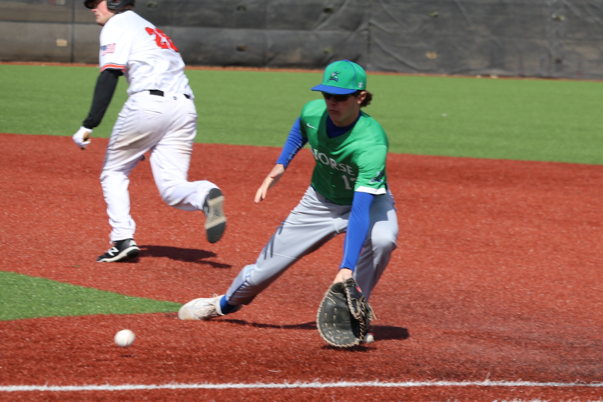 Dalton Graham ranges toward the line at first to field a ball