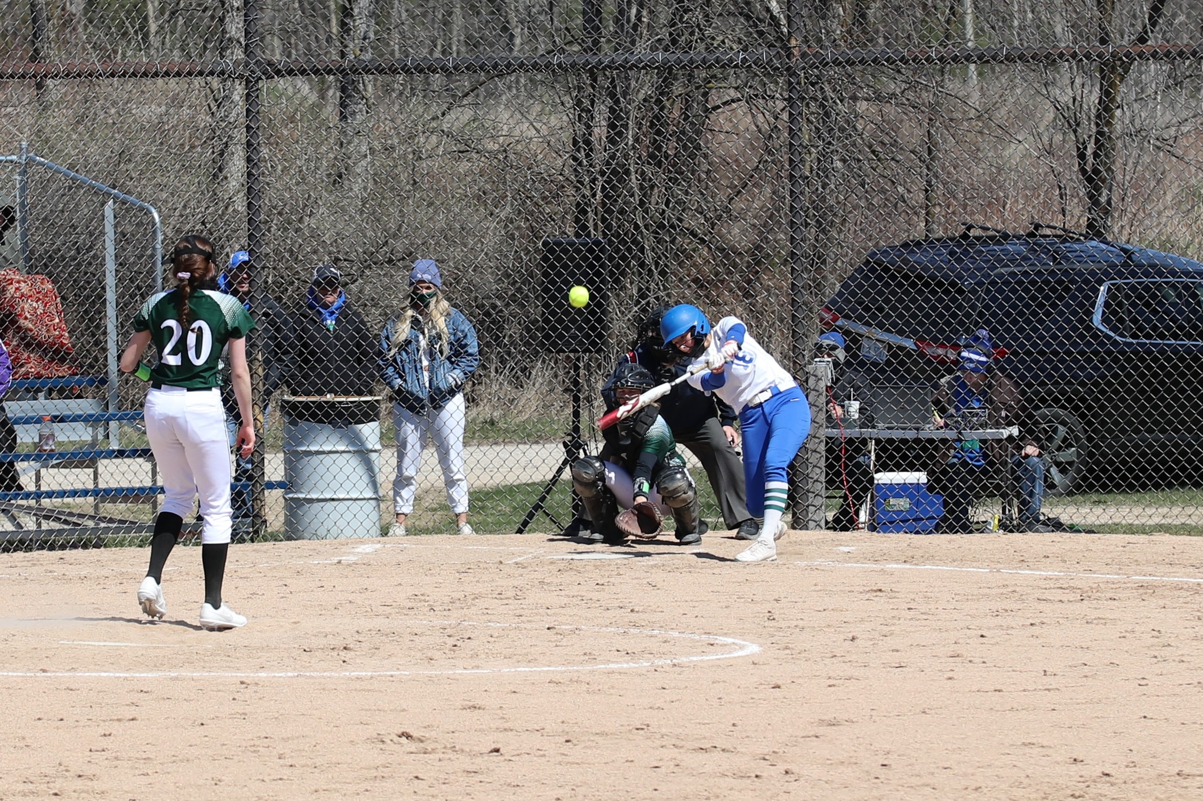 Riley Arndt after just connecting with a ball that resulted in a line drive double