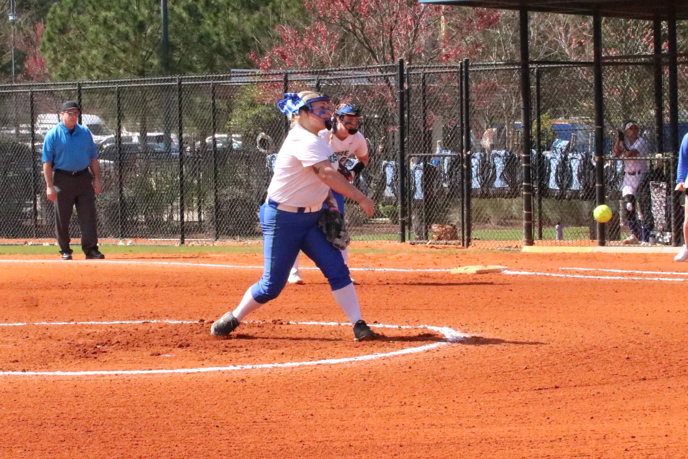 Rachael Winkel releases a pitch